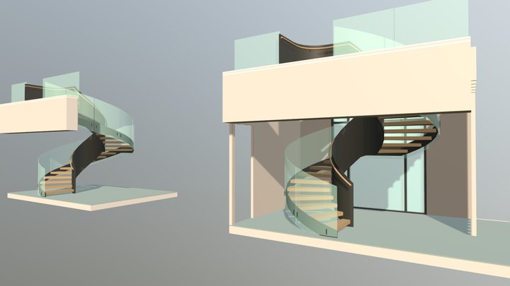 Curved Stair - Chapman Stone Res 3D Model