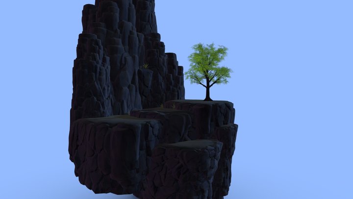 Modular Cliff Island 3D Model
