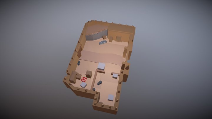Low poly De_dust 2 B site 3D Model