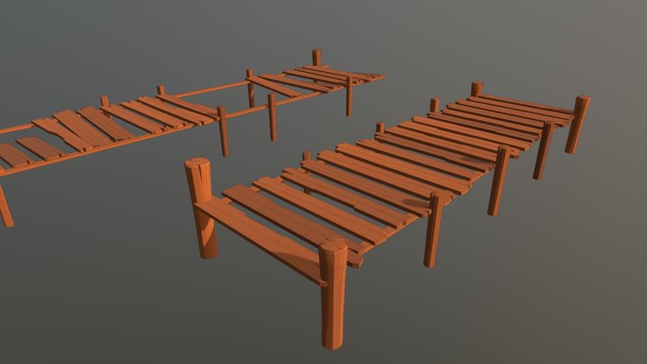 Wooden Piers 3D Model