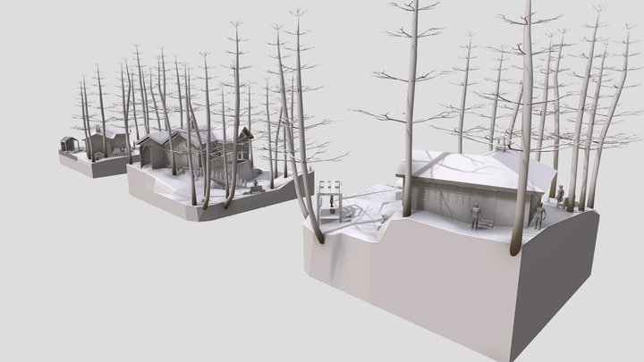Forest Loner - Diorama and house blockout 3D Model