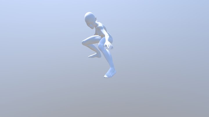 Female Crouch Pose 3D Model