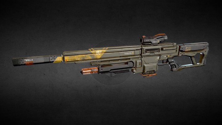 "FOURTY SEVENN" - Sci-Fi Rifle 3D Model