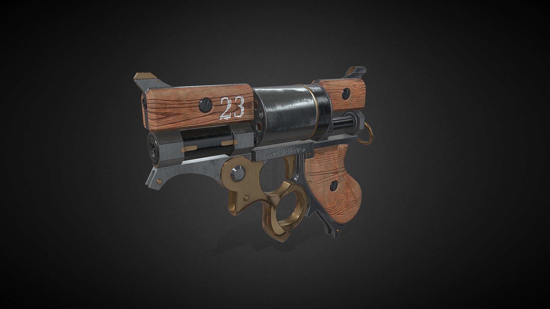 Steampunk Revolver - 3D model by raV (@raV_3d) [f5996ab] - Sketchfab