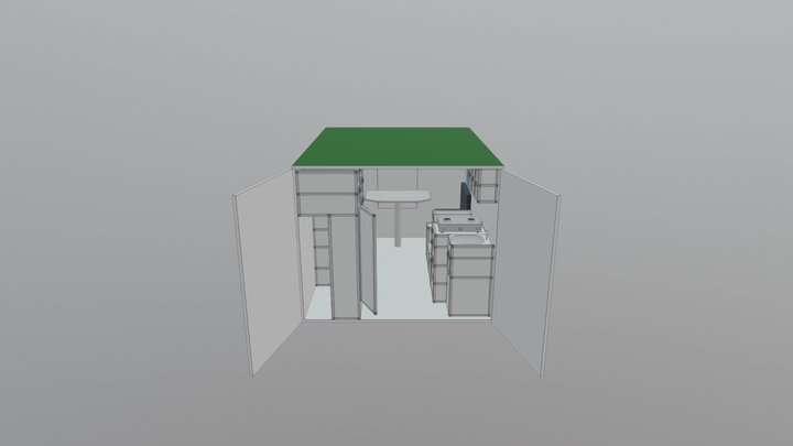 Fischer-Dach-2 Tür Offen-Bett Oben 3D Model