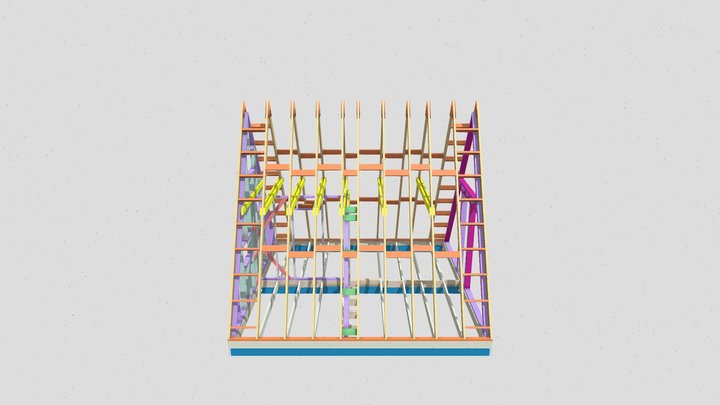 А-frame 6х6 база +Фронтоны+Перегородки 3D Model