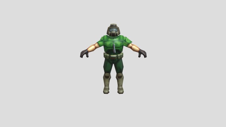 Retro Doomguy 3D Model