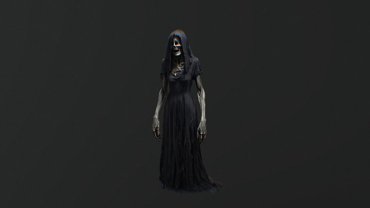 Terrifying Hooded Horror Woman 3D Model
