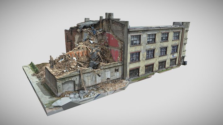 Collapsed building with facade 3D Model