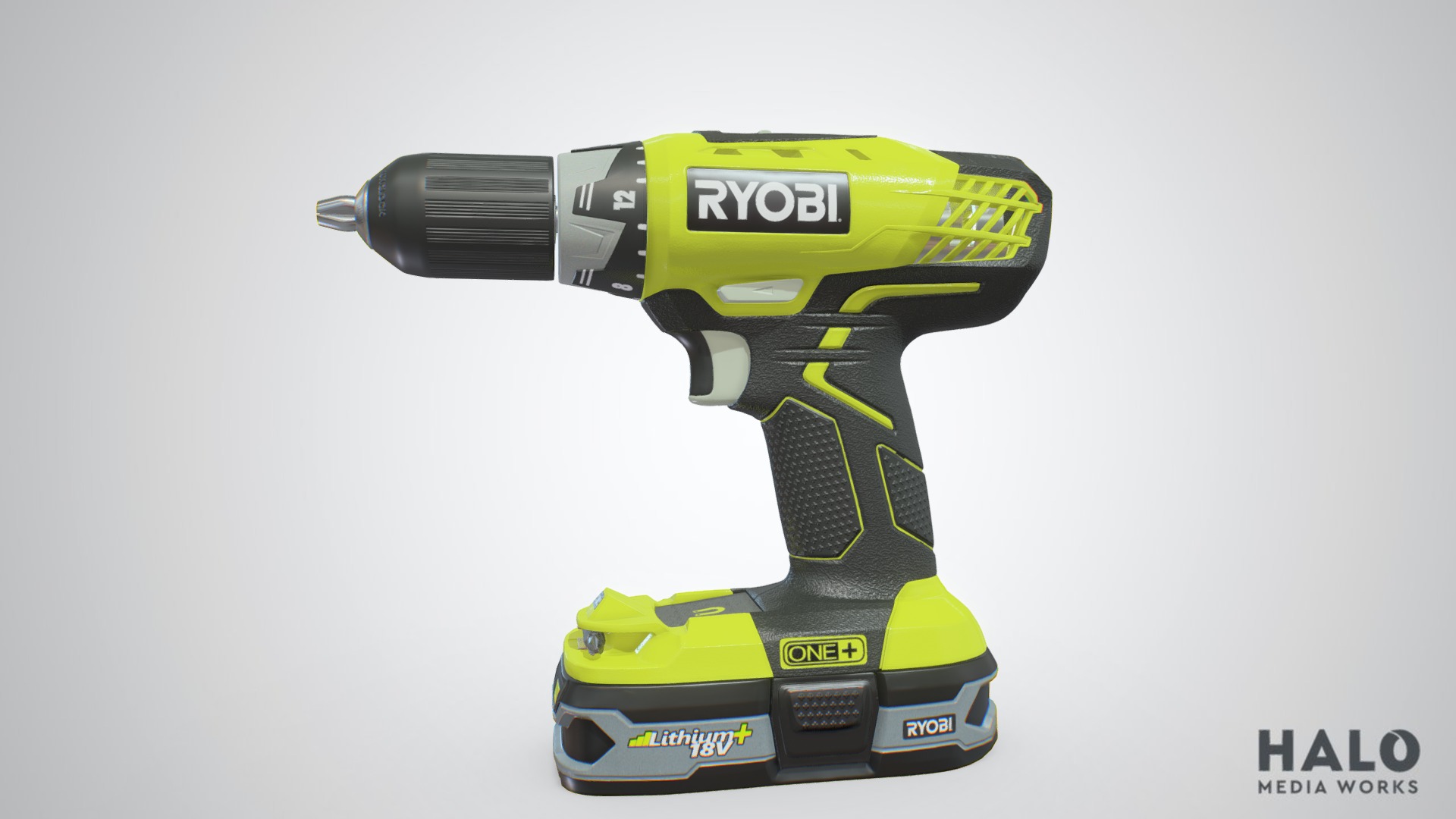3D model Ryobi Drill - This is a 3D model of the Ryobi Drill. The 3D model is about a close-up of a drill.
