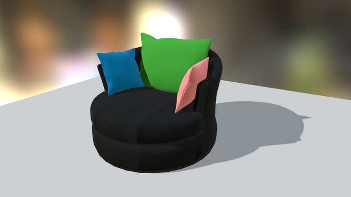 Leather Cuddle Seat with Cushions 3D Model