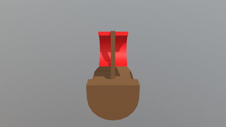 Tiny Low-Poly Pirate Ship 3D Model