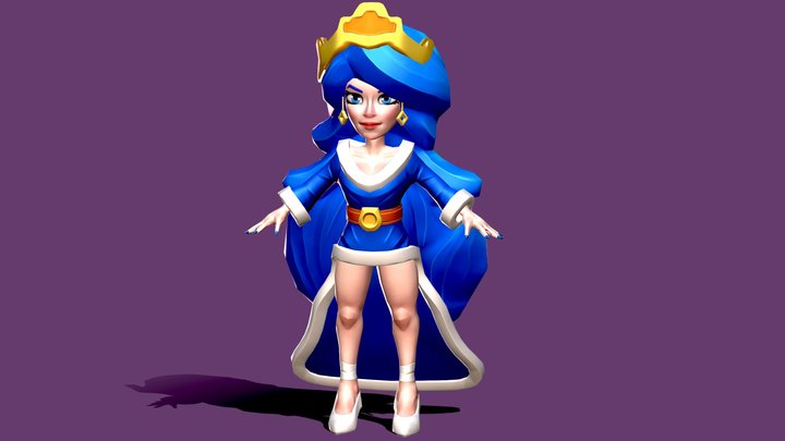 Low Poly Cartoon Witch Character 3D Model