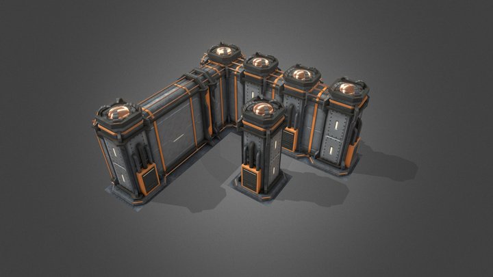 Modular_Sci_Fi Wall 1x1_PreviewScene 3D Model