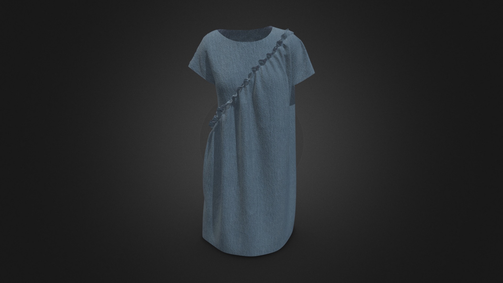 3D model A Ruffle Dress - This is a 3D model of the A Ruffle Dress. The 3D model is about a white shirt on a black background.