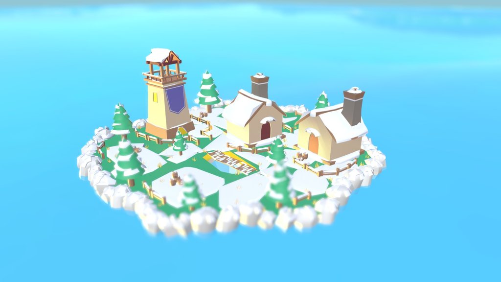 Stylized Snowy Diorama | Low Poly Environment