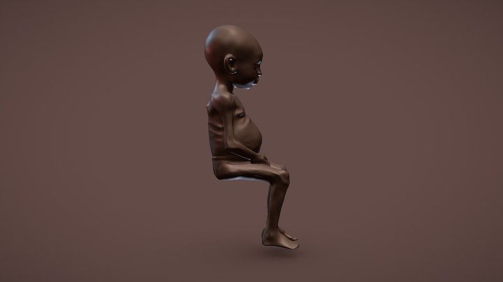 Biafra - Based on wikimedia starved girl – Free 3D Model STL
