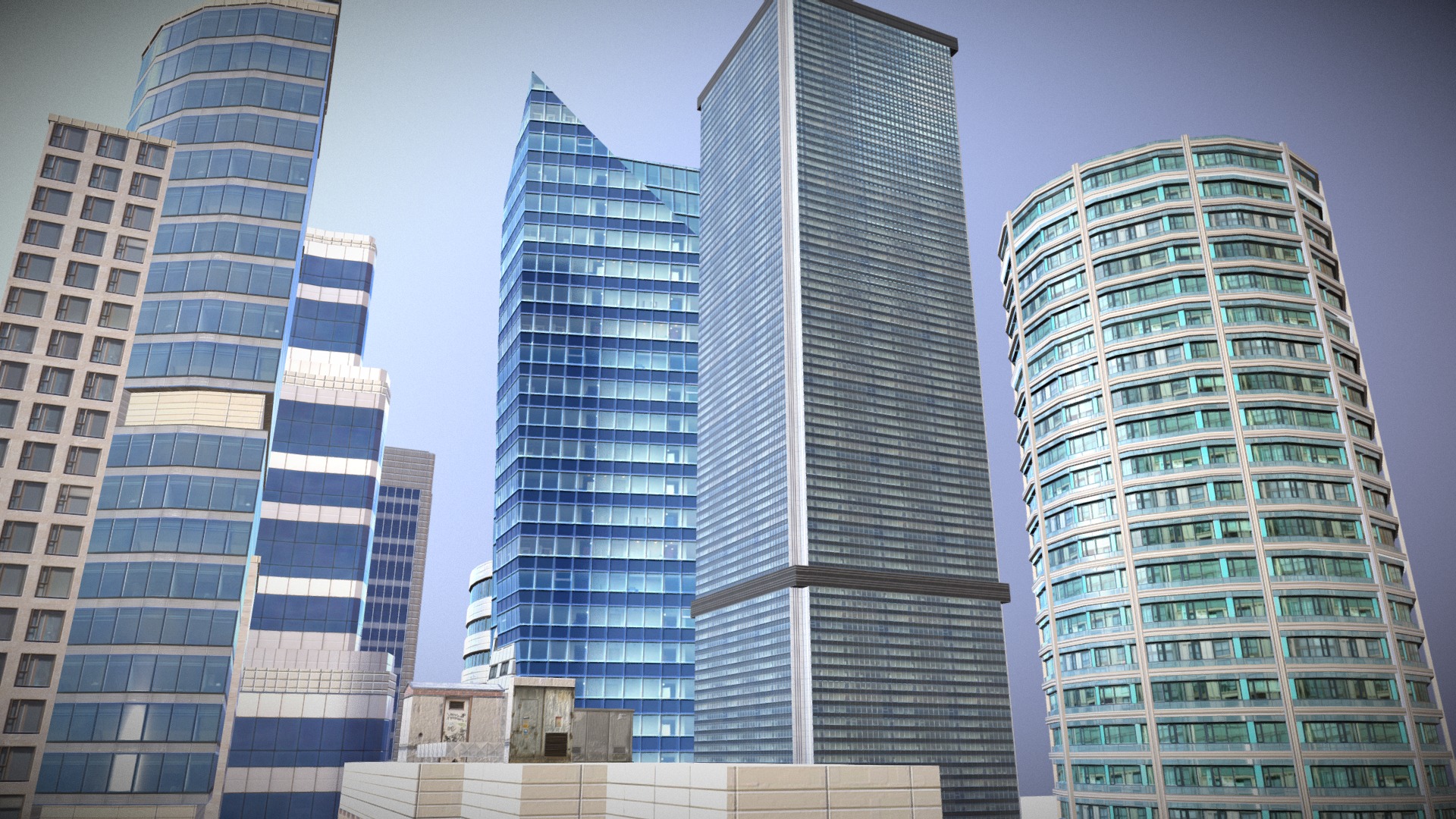 3D model Skyscrapers - This is a 3D model of the Skyscrapers. The 3D model is about a group of tall buildings.