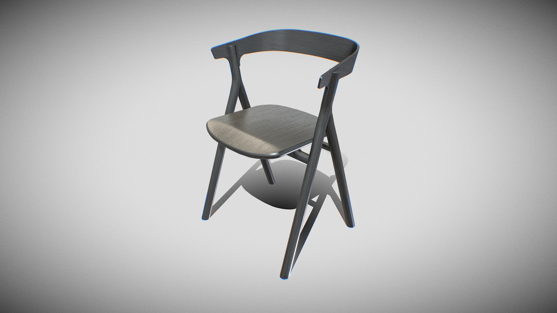 3D model YKSI Chair-Black Lacquered - This is a 3D model of the YKSI Chair-Black Lacquered. The 3D model is about a chair on a white background.
