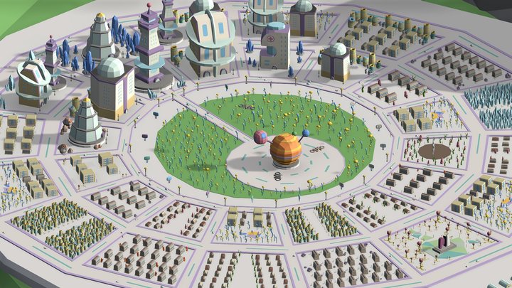 Flying Sci Fi Island City 2 3D Model