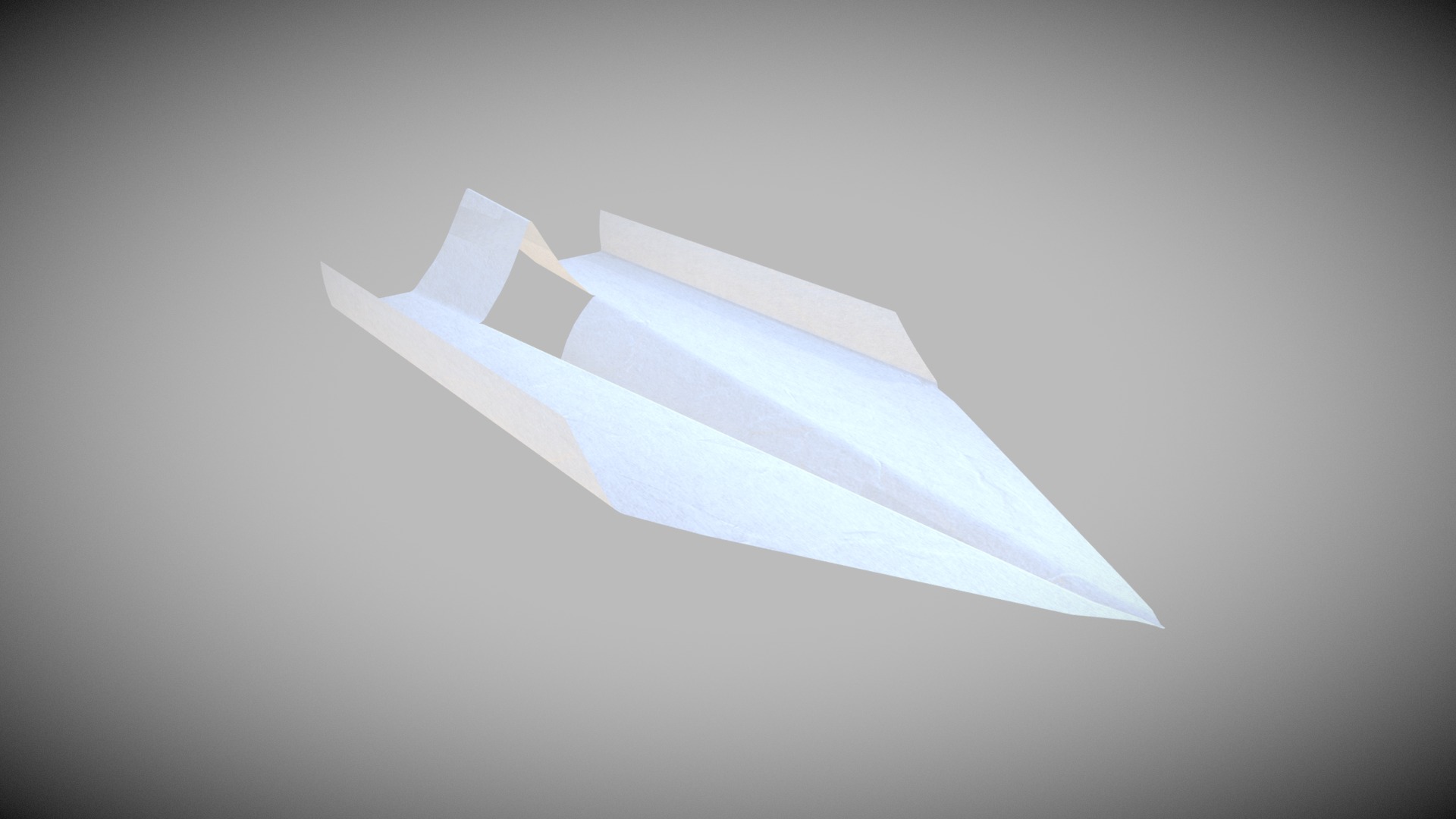 3D model Paper plane - This is a 3D model of the Paper plane. The 3D model is about a paper airplane on a grey background.