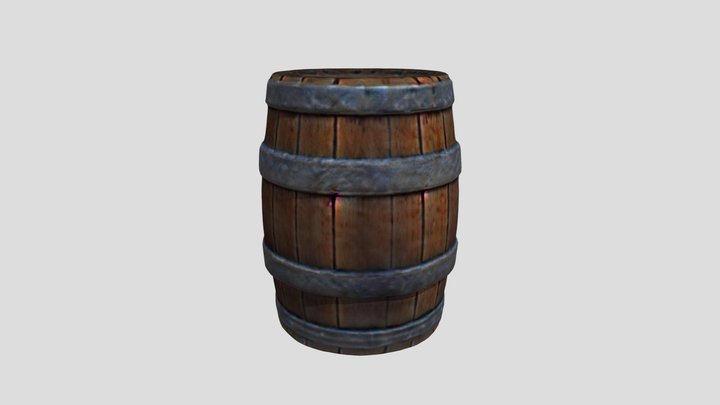 Wood Barrel 2 3D Model