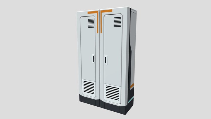 Sci-Fi Double Locker – Low Poly Storage Prop 3D Model