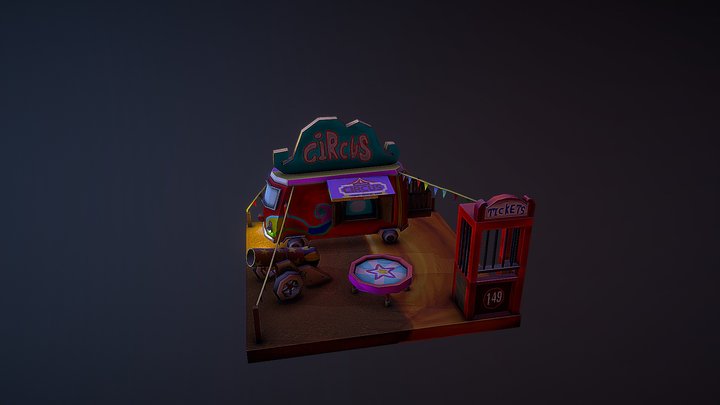 LowPoly Circus Van 3D Model