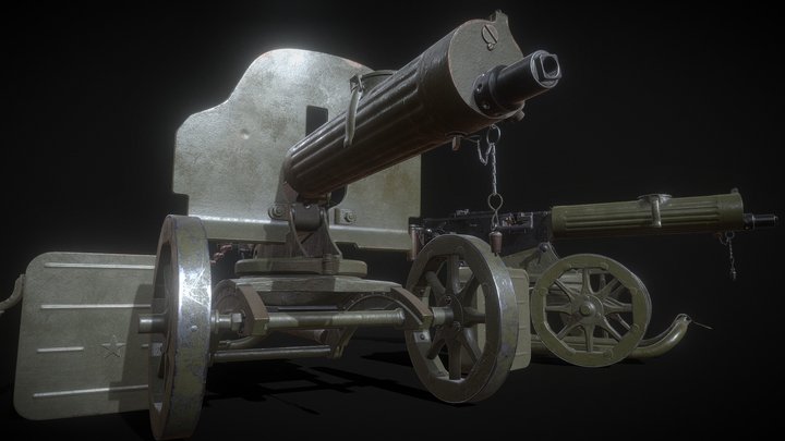 Soviet Maxim machine gun model 1941 3D Model