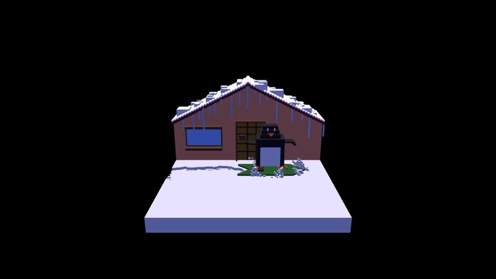 Snowboarding Penguin 3D Model