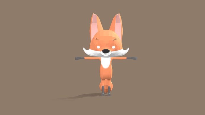 Low Poly Fox T-Pose 3D Model
