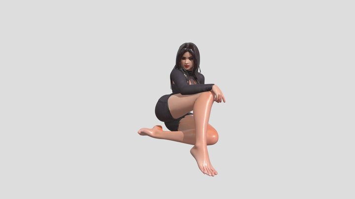 sexy latina woman in black dress 3D Model
