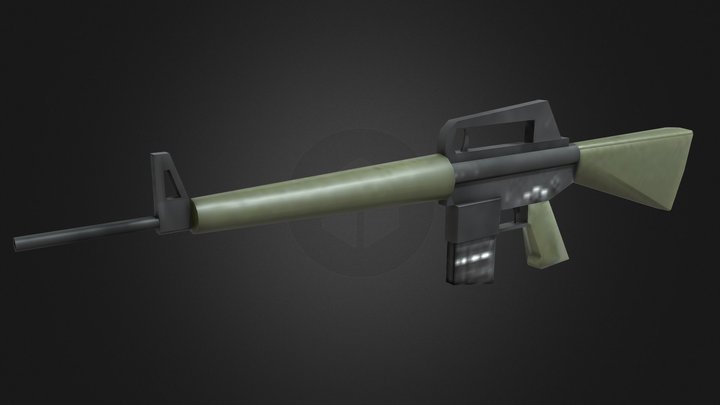 Low Poly AR-10 3D Model