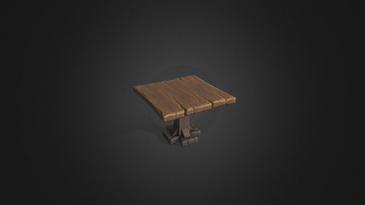 Stylized Low-poly Wood Table 3D Model
