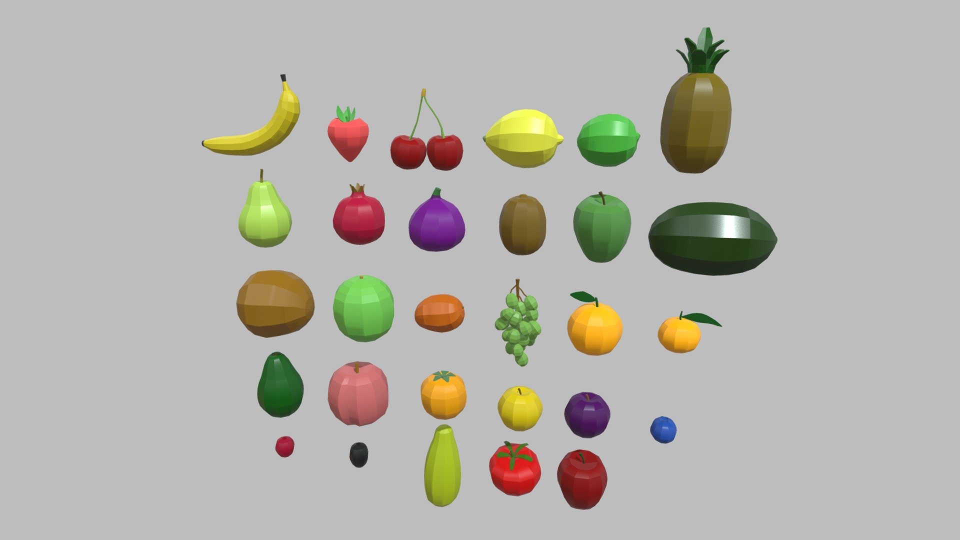 Low Poly Fruit Pack Buy Royalty Free 3D model by ViperJr3D [f5de21a