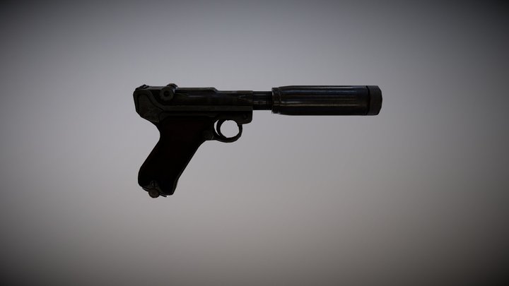 Supressed P08 Luger 3D Model