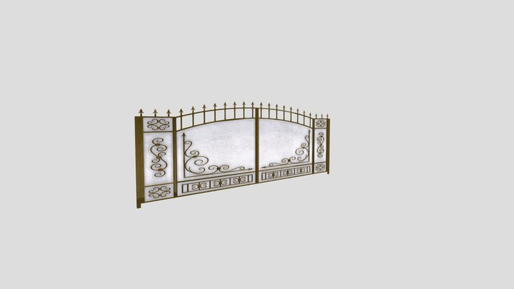 Forged gate of bronze and gold 3D Model