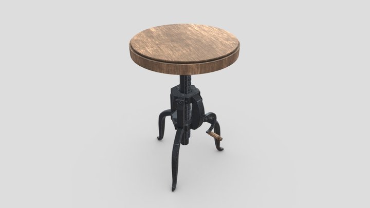 Metal Industrial Bar Stool 3D Model
