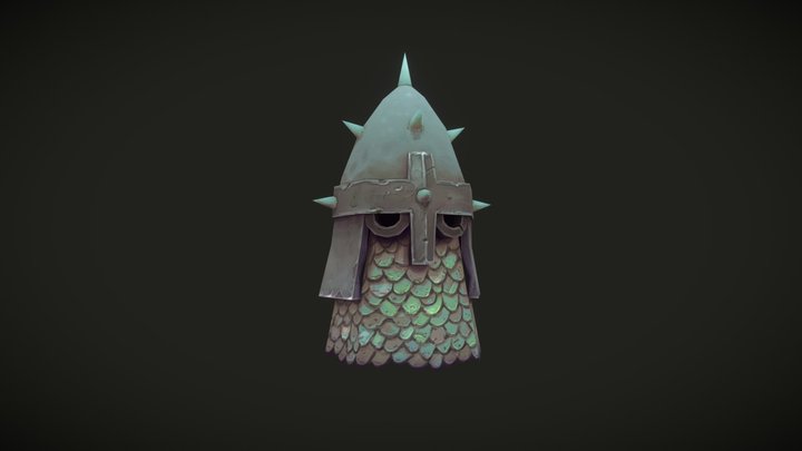 Hand Painted Helmet 3D Model