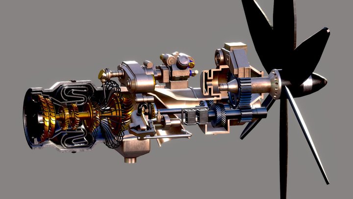 Realistic Engine - Turboprop 3D Model