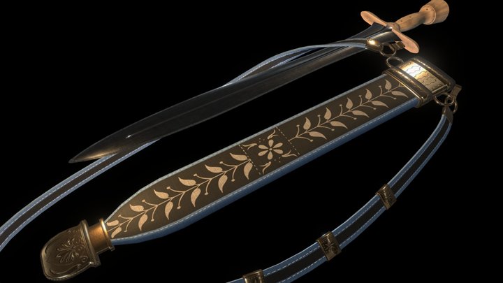 Xiphos #1 (with Scabbard) 3D Model