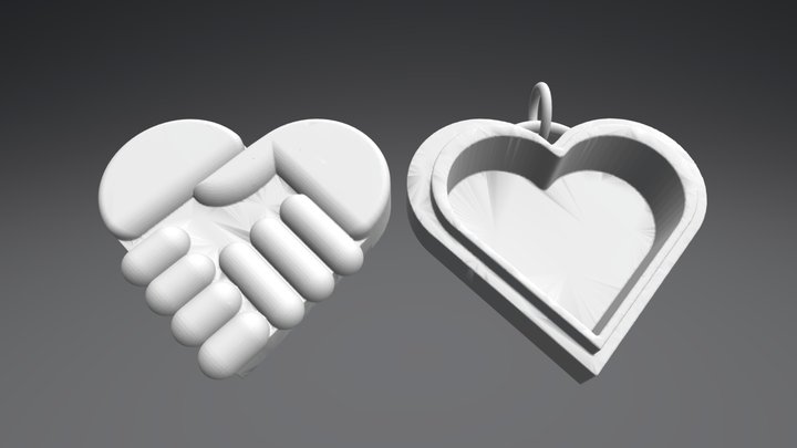 Hand Heart Pendant 3D Model
