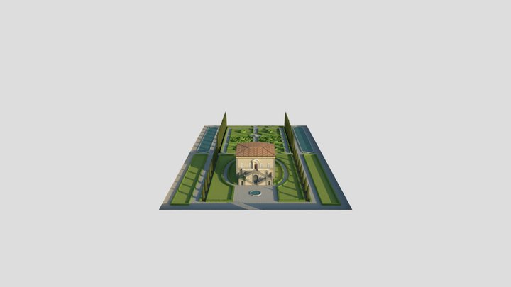 Italian villa in Renaissance garden 3D Model