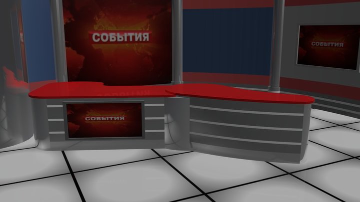 Студия программы "События" (ТВ Центр, 2007-2011) 3D Model