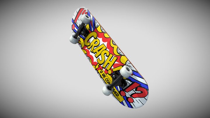 Skateboard Crash Pop Art 3D Model