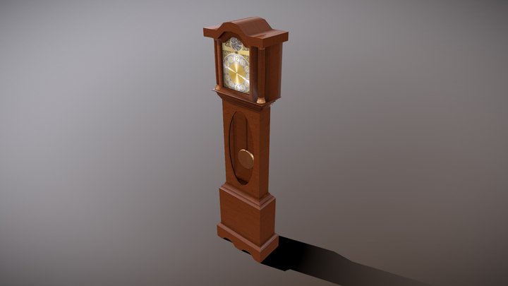 An Old Grandfather Clock 3D Model