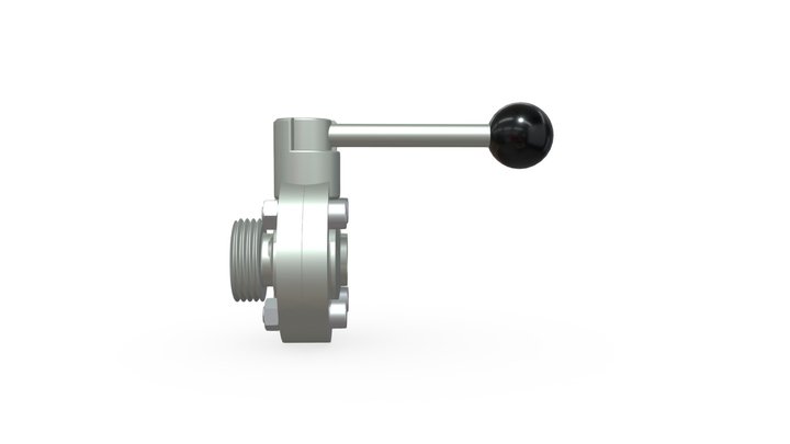 BS4825_SMS-Butterfly Valve Manual MxWeld 3D Model