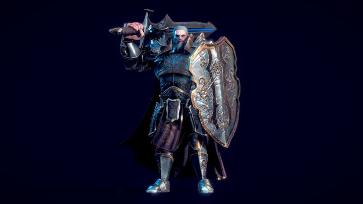 Stylized Game Character Fantasy Knight 3D Model