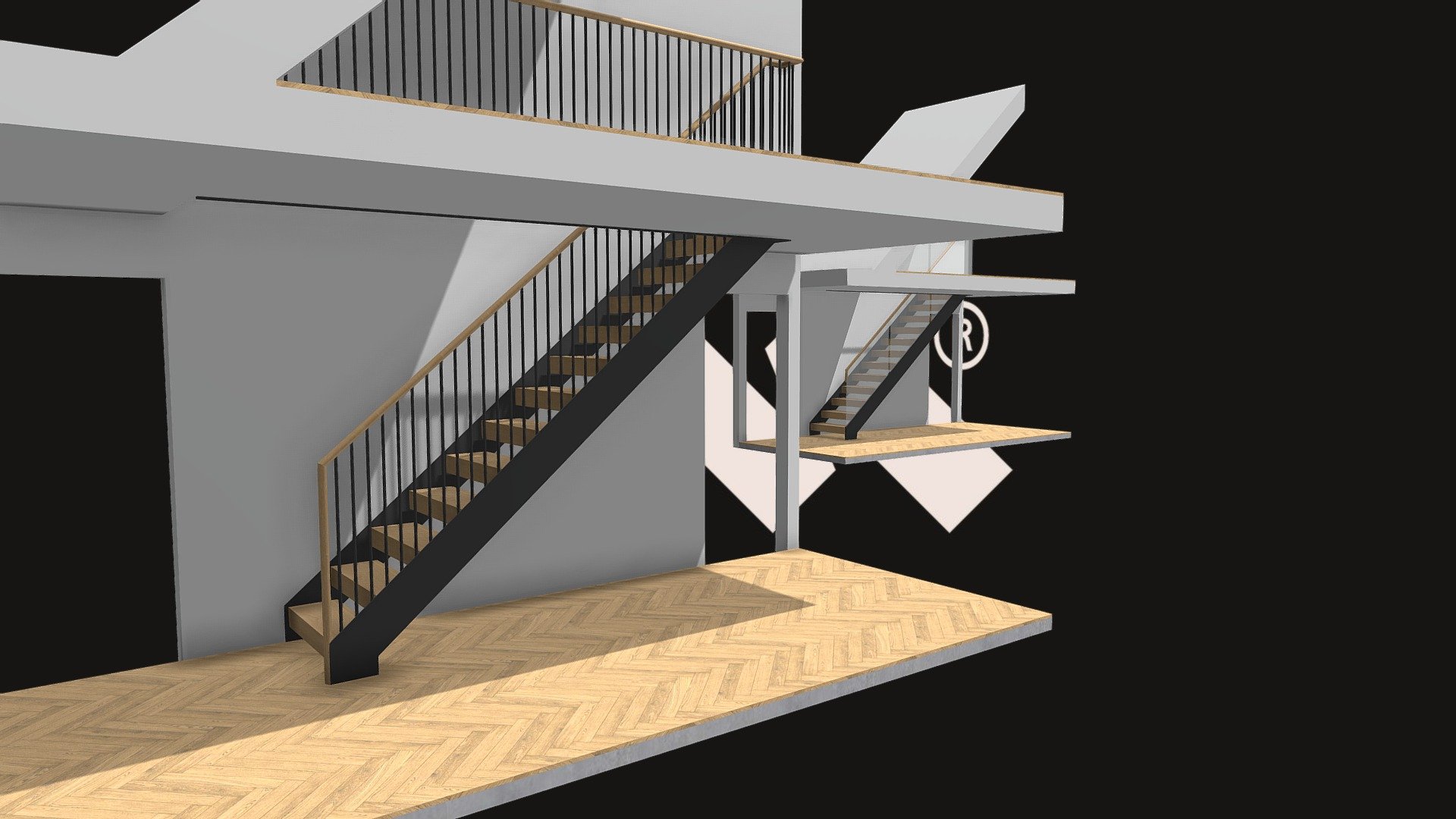Straight Staircase Visual - 3D model by The Metal Staircase Company ...
