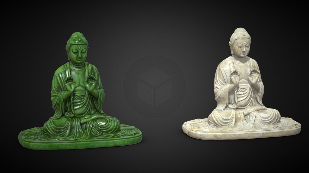 Amida Nyorai Buddha Statues Jade and Marble